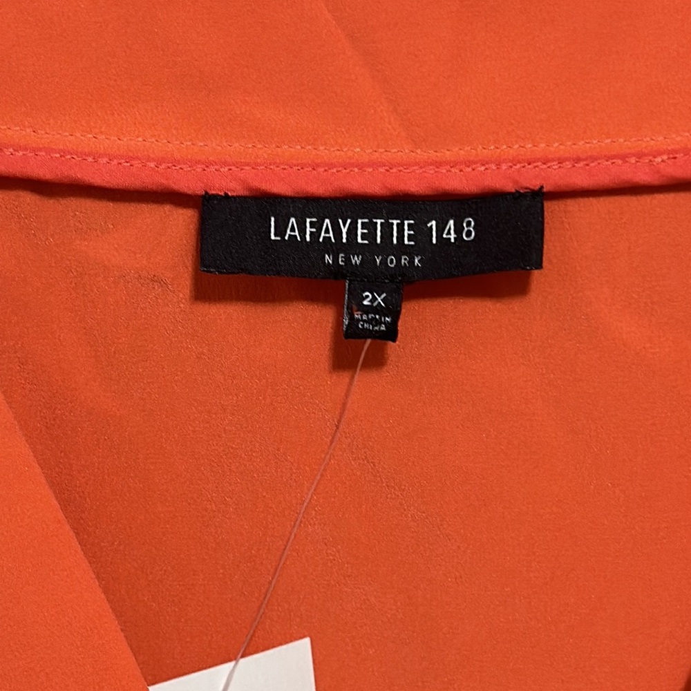 Lafayette 148 orange pullover top with pockets - Picture 2 of 8